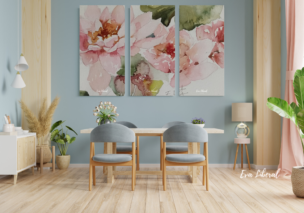 Ideas de cuadros de flores para el salón | Acuarelas Eva Liberal